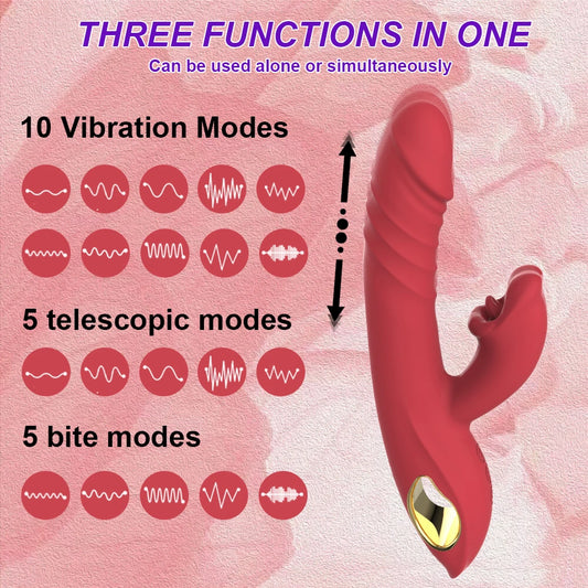 3-in-1 Thrusting Big Dildo Rabbit Vibrator
