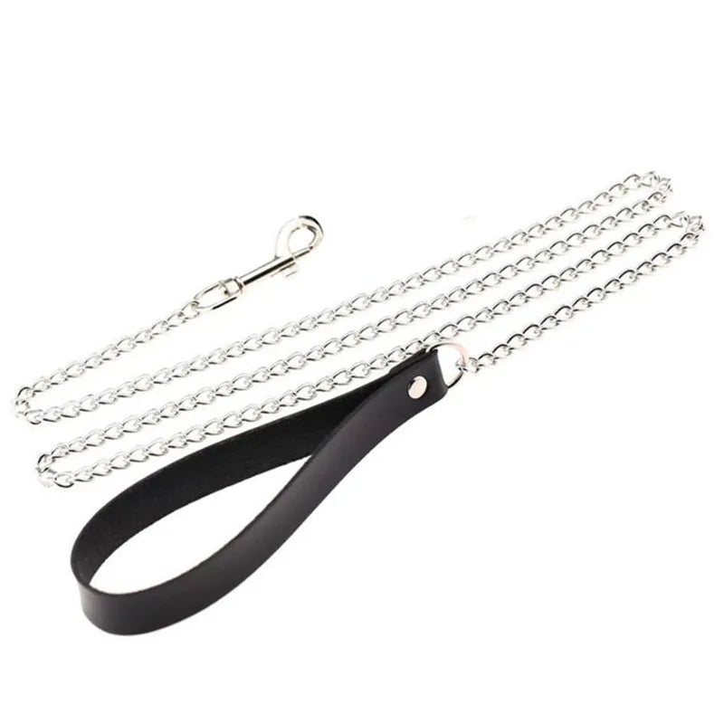 Gothic Leather Heart Collar & Leash Set