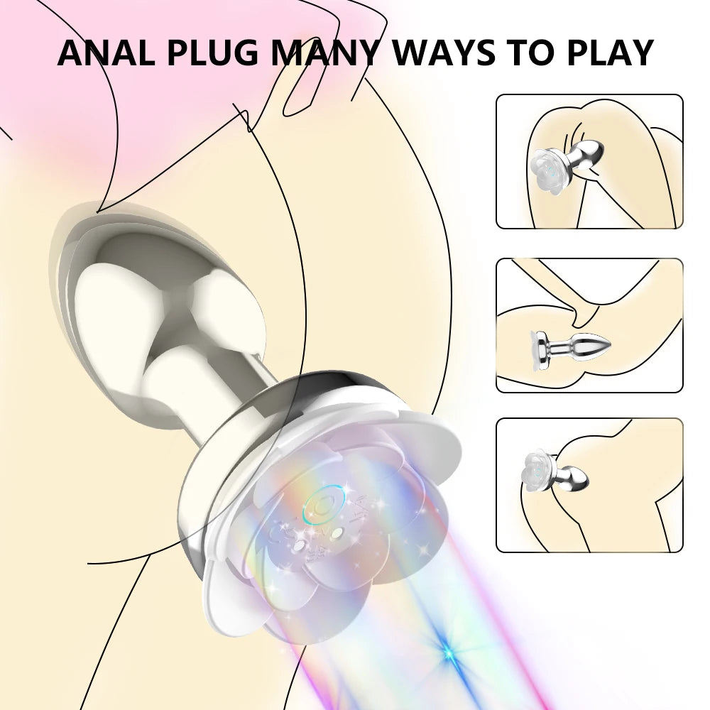 Heart-Shaped Vibrating Metal Anal Plug