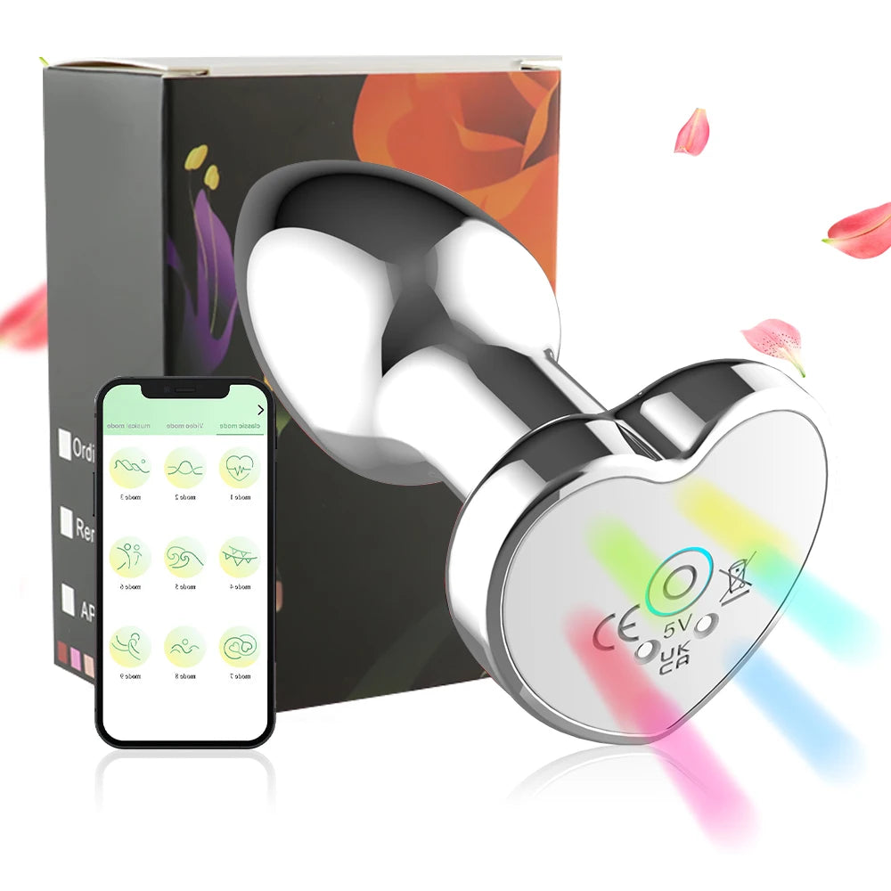Heart-Shaped Vibrating Metal Anal Plug