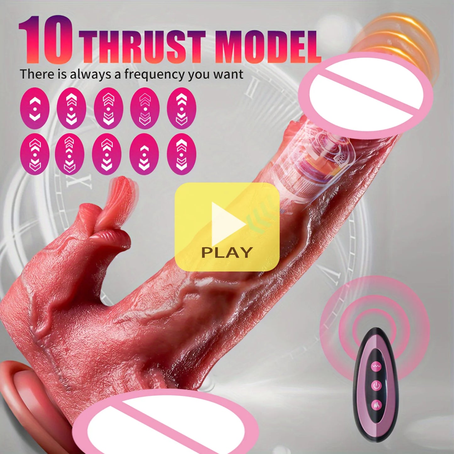Ultra Realistic 5-in-1 Thrusting Dildo with Clitoral Licking Function
