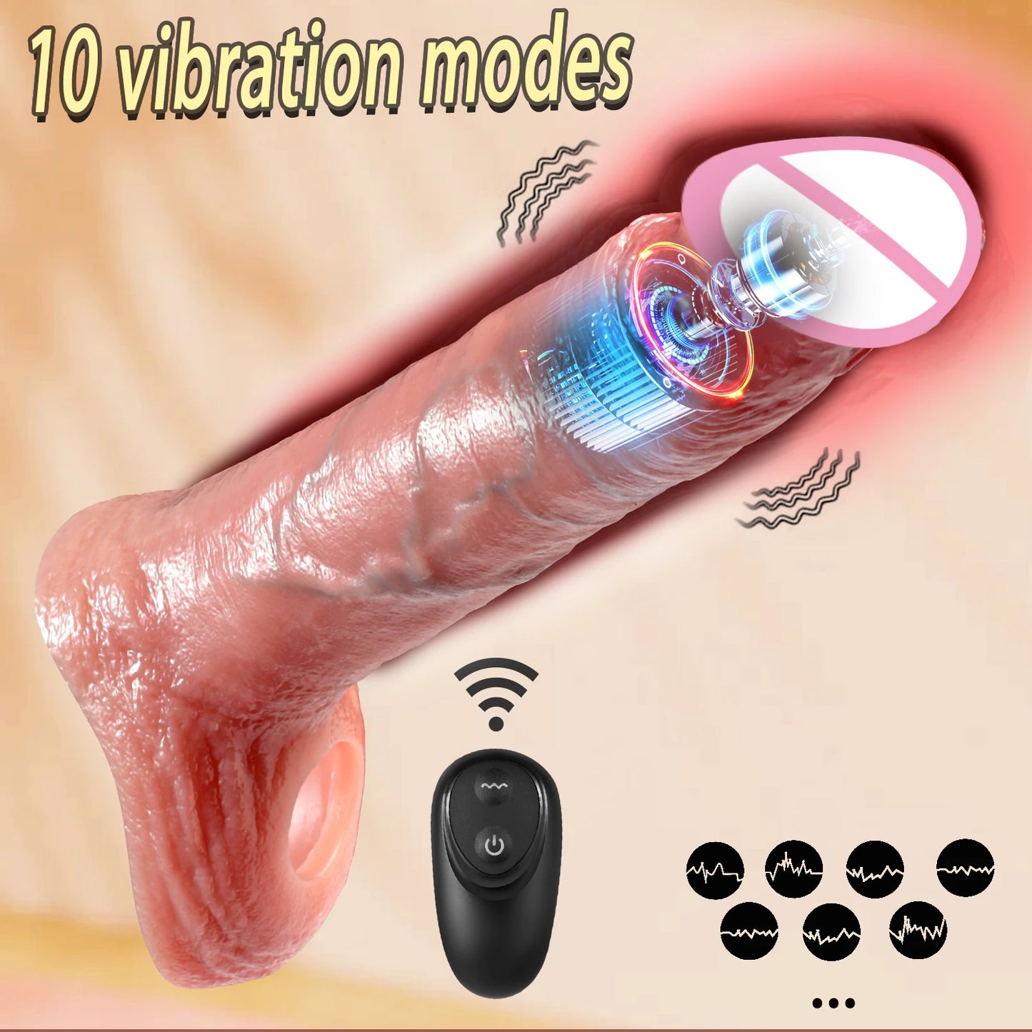 Realistic Telescopic Vibrating Penis Sleeve