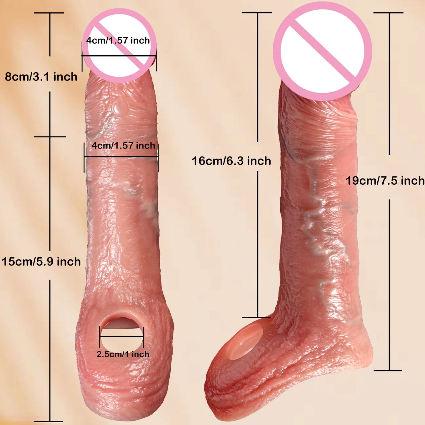 Realistic Telescopic Vibrating Penis Sleeve