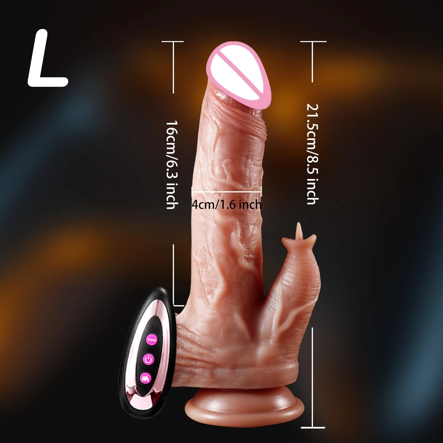 Ultra Realistic 5-in-1 Thrusting Dildo  with Clitoral Licking Function