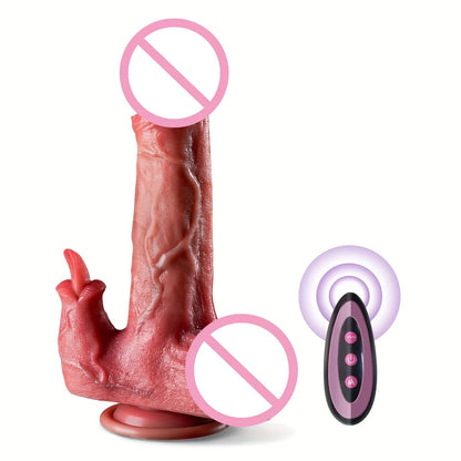 Ultra Realistic 5-in-1 Thrusting Dildo  with Clitoral Licking Function