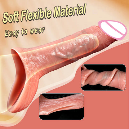 Realistic Telescopic Vibrating Penis Sleeve