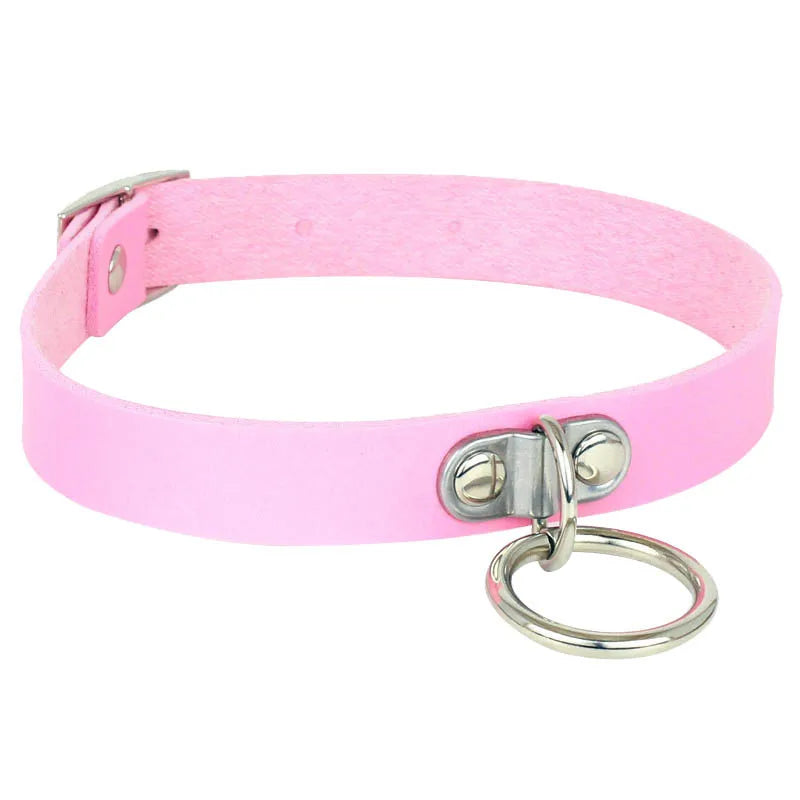 Gothic Leather Heart Collar & Leash Set