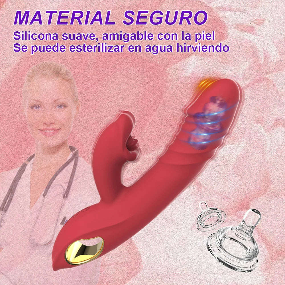 3-in-1 Thrusting Big Dildo Rabbit Vibrator