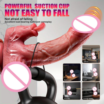 Ultra Realistic 5-in-1 Thrusting Dildo  with Clitoral Licking Function