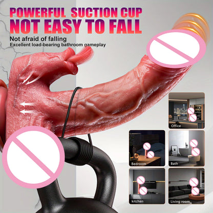 Ultra Realistic 5-in-1 Thrusting Dildo  with Clitoral Licking Function