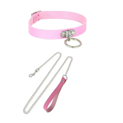 Gothic Leather Heart Collar & Leash Set