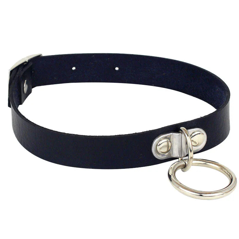 Gothic Leather Heart Collar & Leash Set