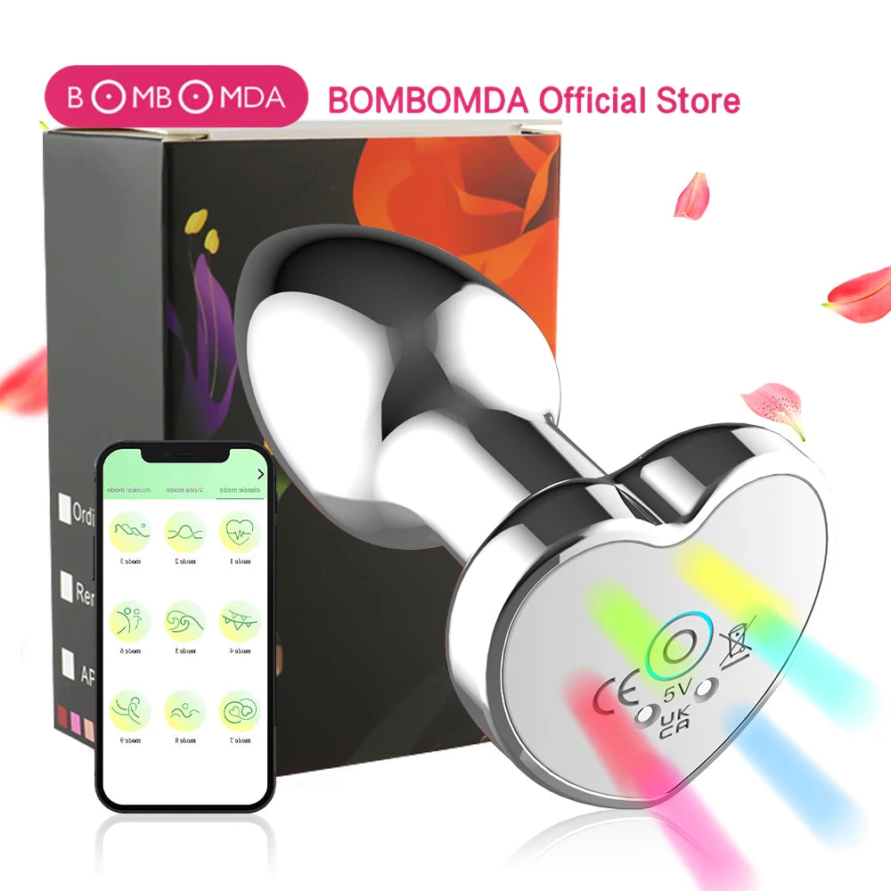 Heart-Shaped Vibrating Metal Anal Plug