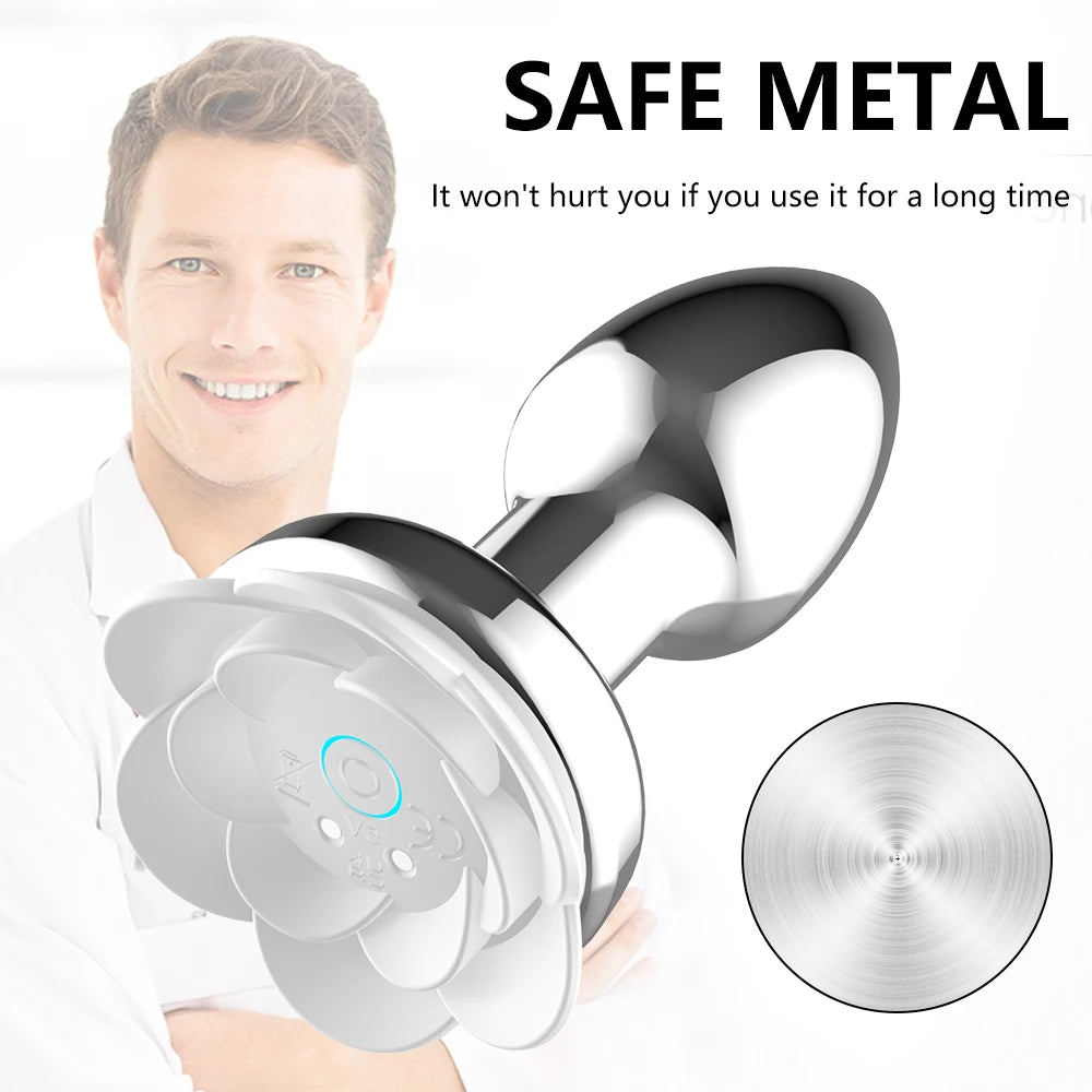 Heart-Shaped Vibrating Metal Anal Plug