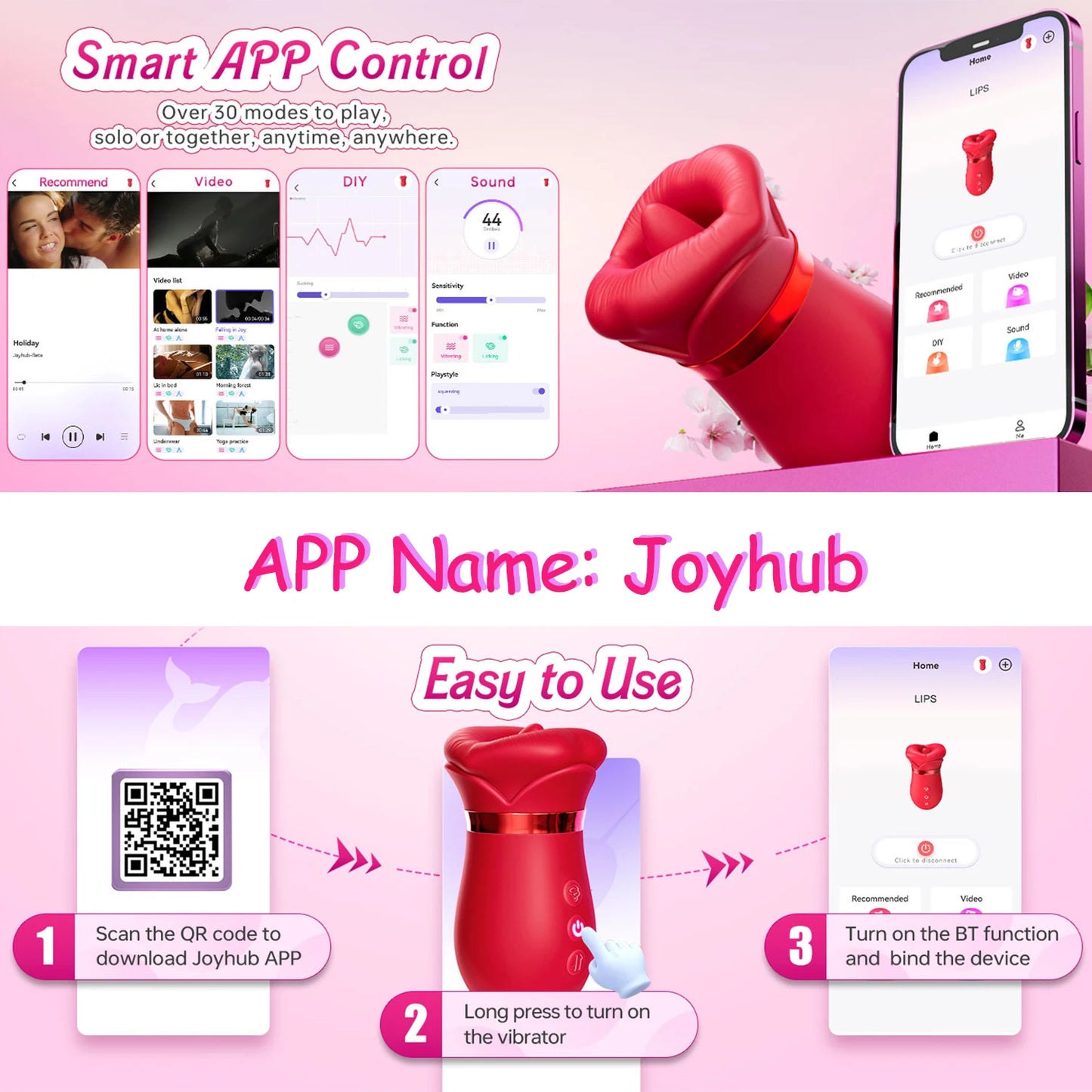 Luxe Bloom 4-in-1 App-Controlled Vibrator – Clitoral, Nipple & Anal Stimulation