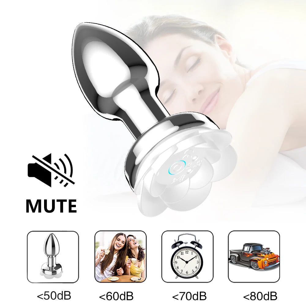 Heart-Shaped Vibrating Metal Anal Plug