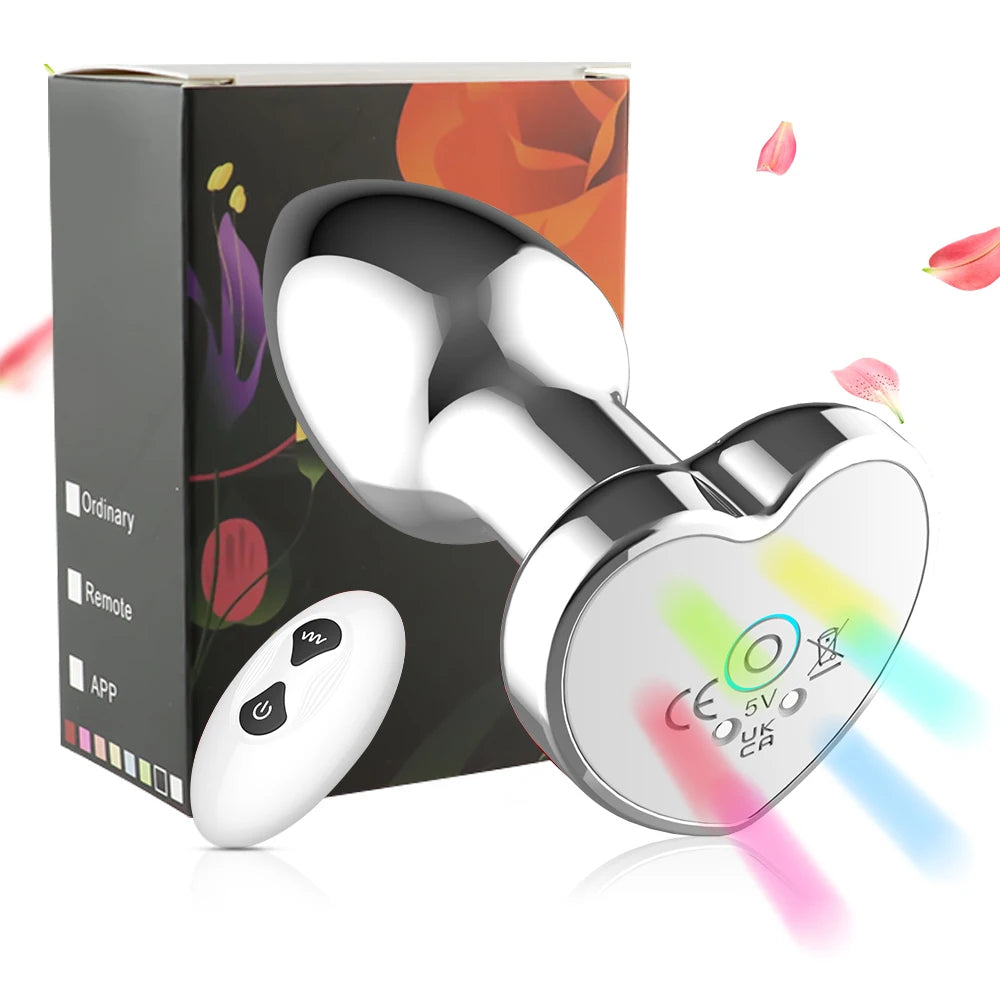 Heart-Shaped Vibrating Metal Anal Plug