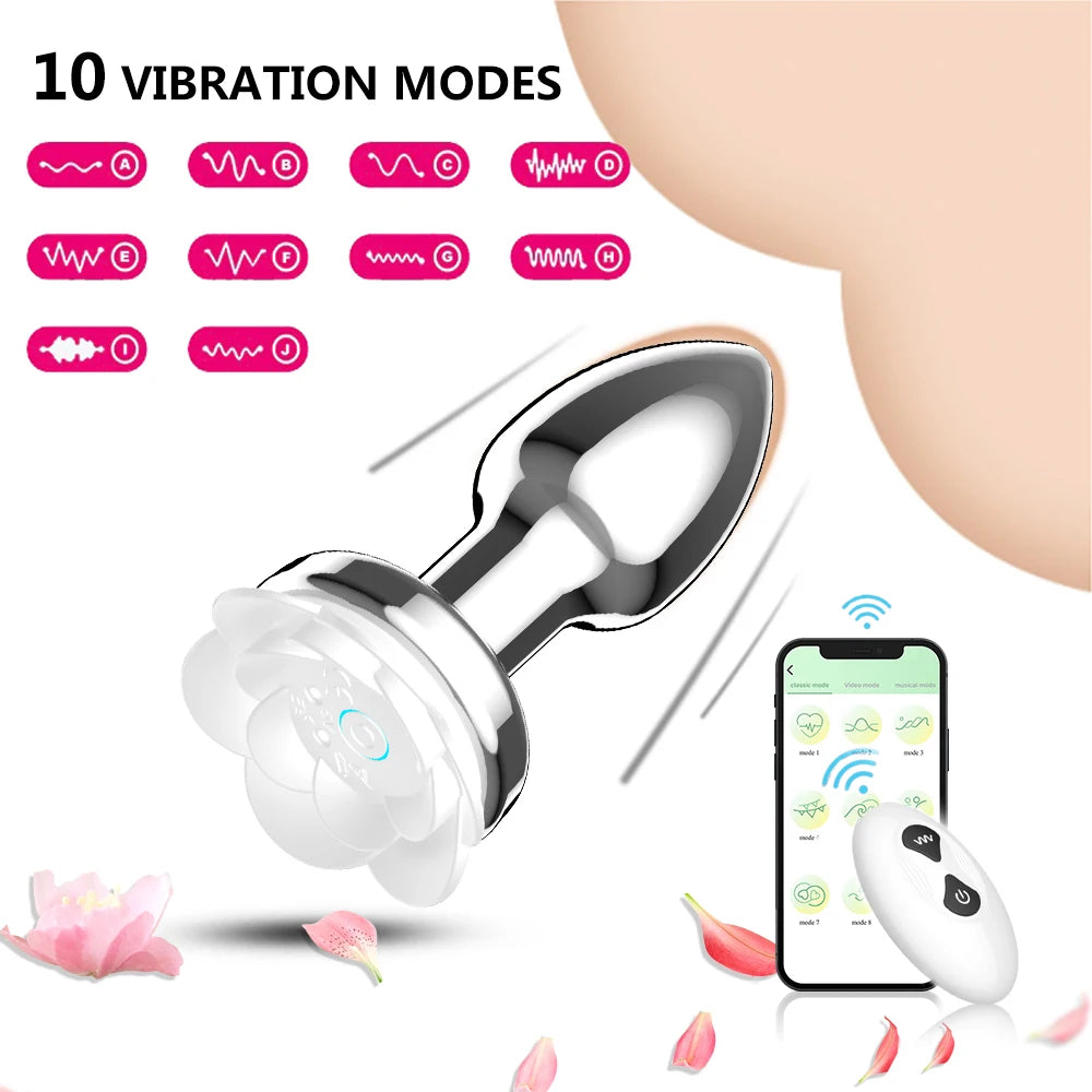 Heart-Shaped Vibrating Metal Anal Plug