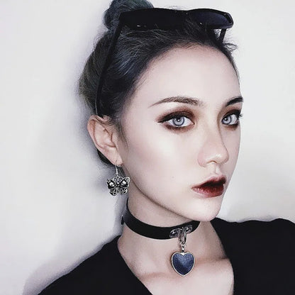 Gothic Leather Heart Collar & Leash Set