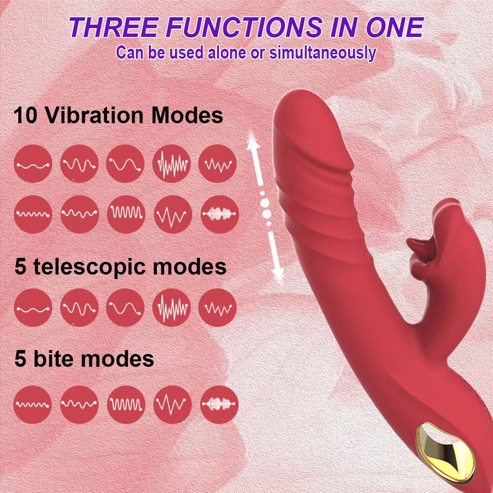 3-in-1 Thrusting Big Dildo Rabbit Vibrator