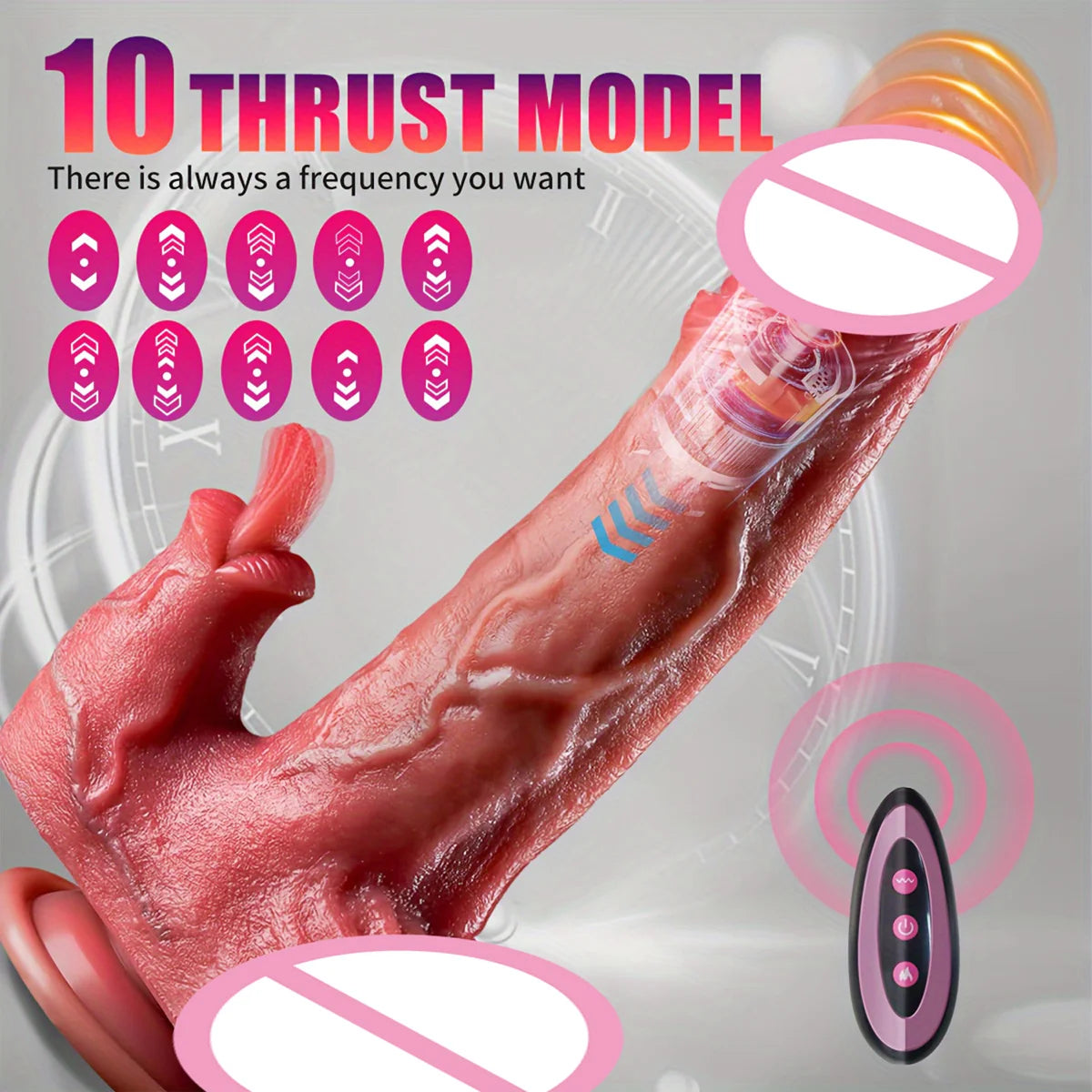 Ultra Realistic 5-in-1 Thrusting Dildo  with Clitoral Licking Function