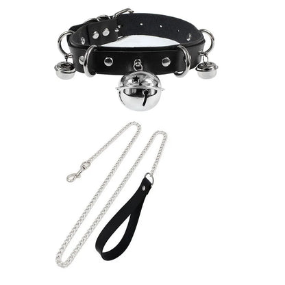 Gothic Leather Heart Collar & Leash Set