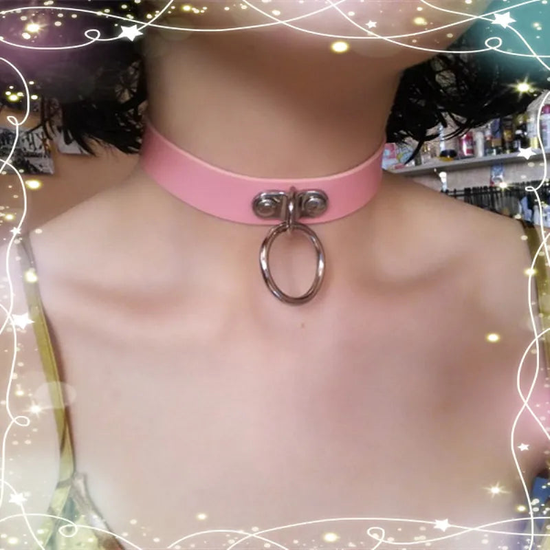 Gothic Leather Heart Collar & Leash Set