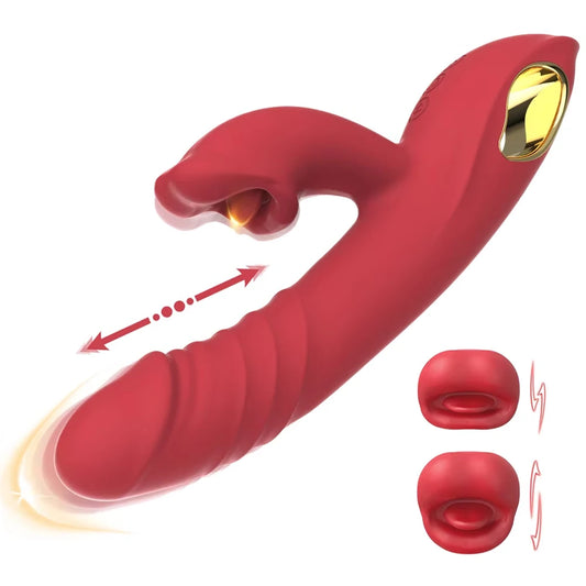 3-in-1 Thrusting Big Dildo Rabbit Vibrator