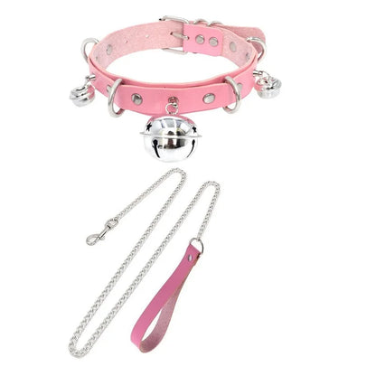 Gothic Leather Heart Collar & Leash Set